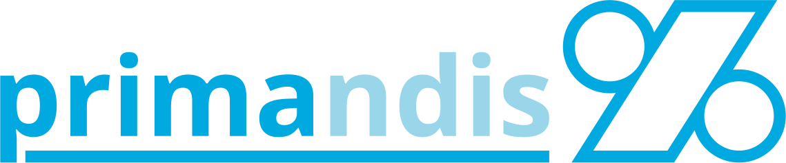 Ein blau-weißes Logo für Primandis %