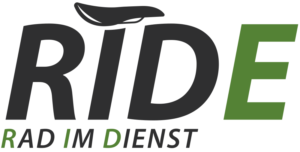Ein schwarz-grünes Logo für Ride Rad im Dienst