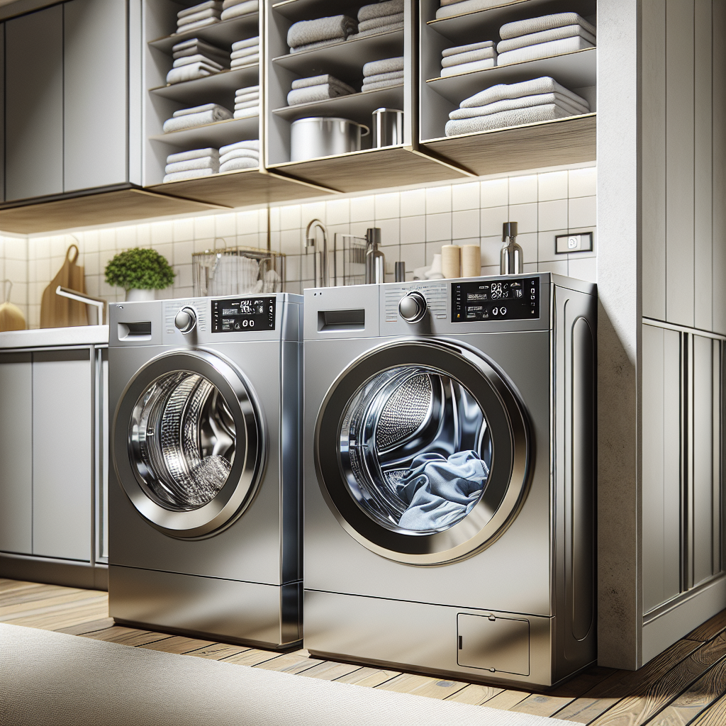 Realistic stock image of modern laundry machines