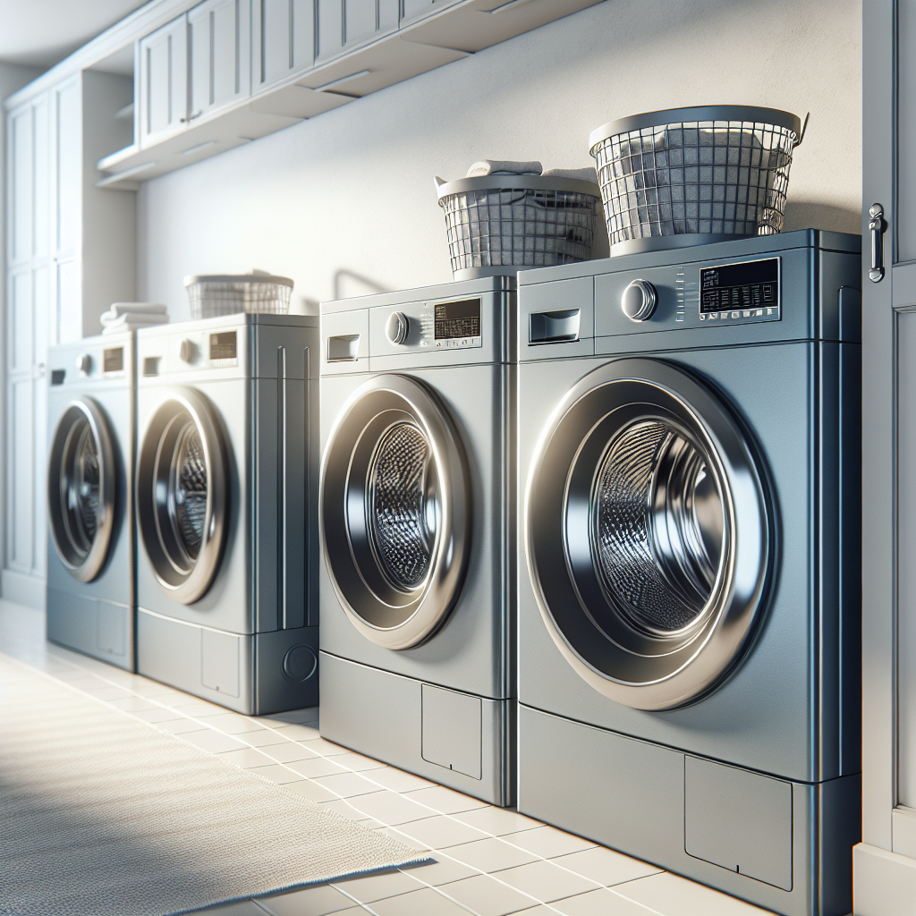 Realistic stock image of modern laundry machines