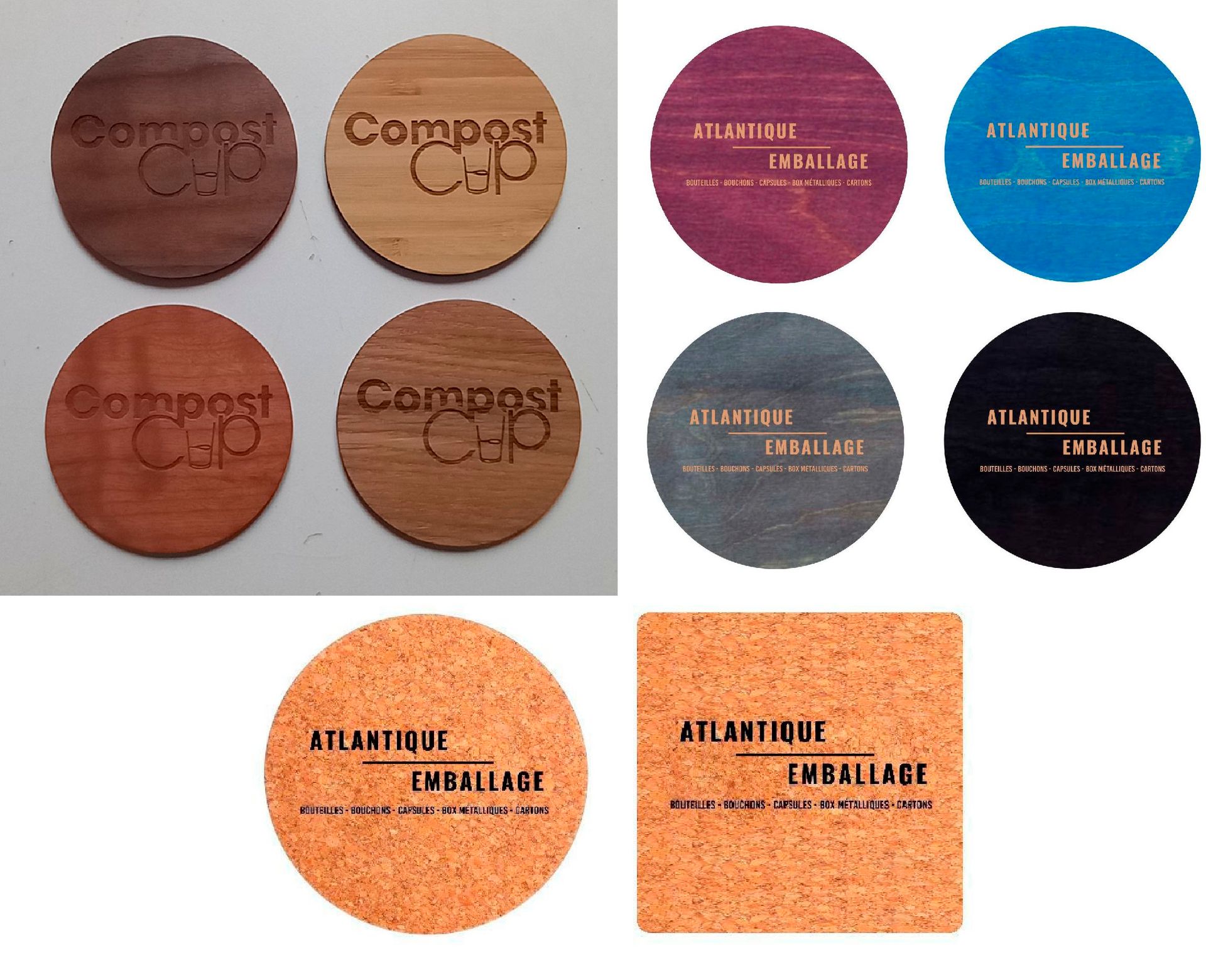 Dessous de verre avec logos