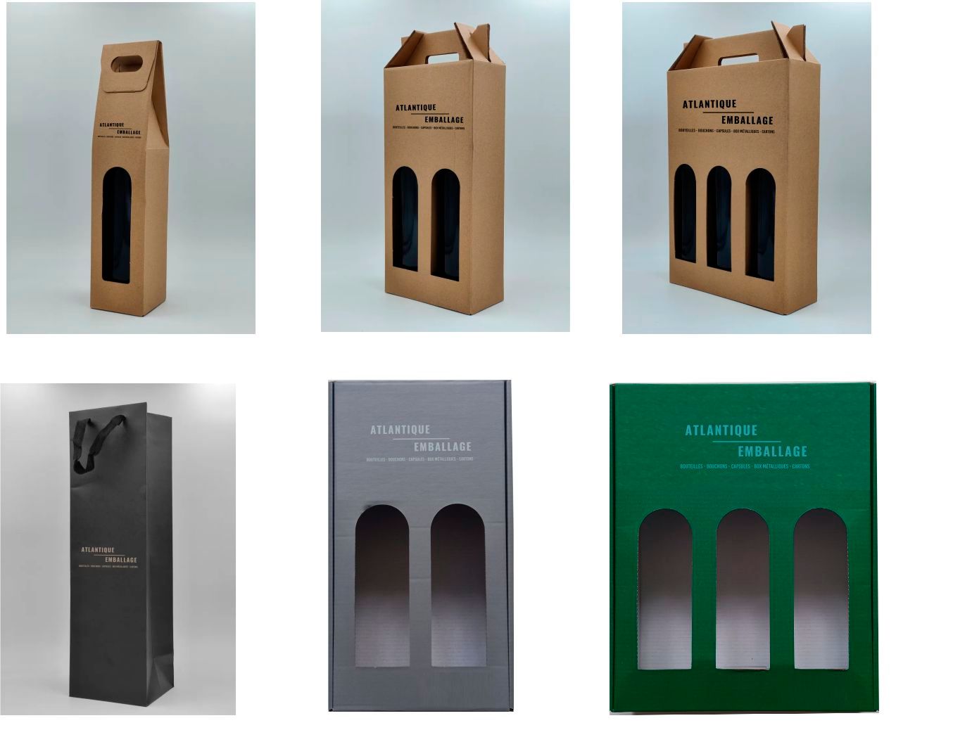 Coffrets cadeaux de bouteilles de vin de différentes couleurs et styles