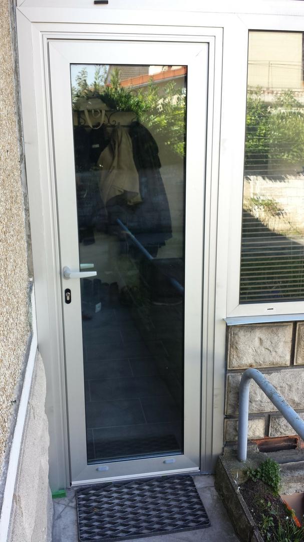 PORTE FENETRE ALUMINIUM ANODISE GRIS SERRURERIE LV2M