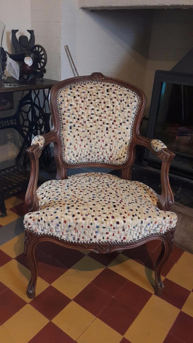 fauteuil  Louis XV tissus casal