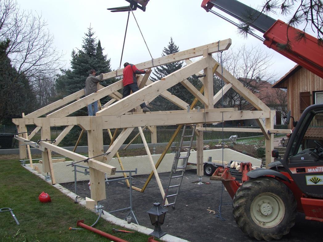 Auvent sur poteaux (construction)