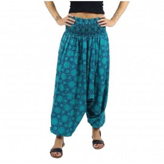 Sarouel bleu avec des motifs ronds