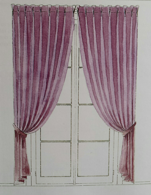 Croquis rideaux roses