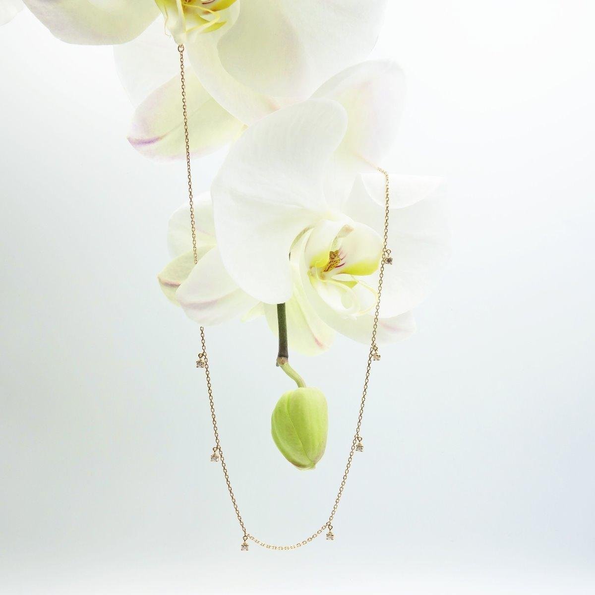 COLLIER PAMPILLES OR ROSE ET DIAMANTS