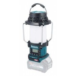 Una lanterna Makita è posizionata sopra una batteria Makita.