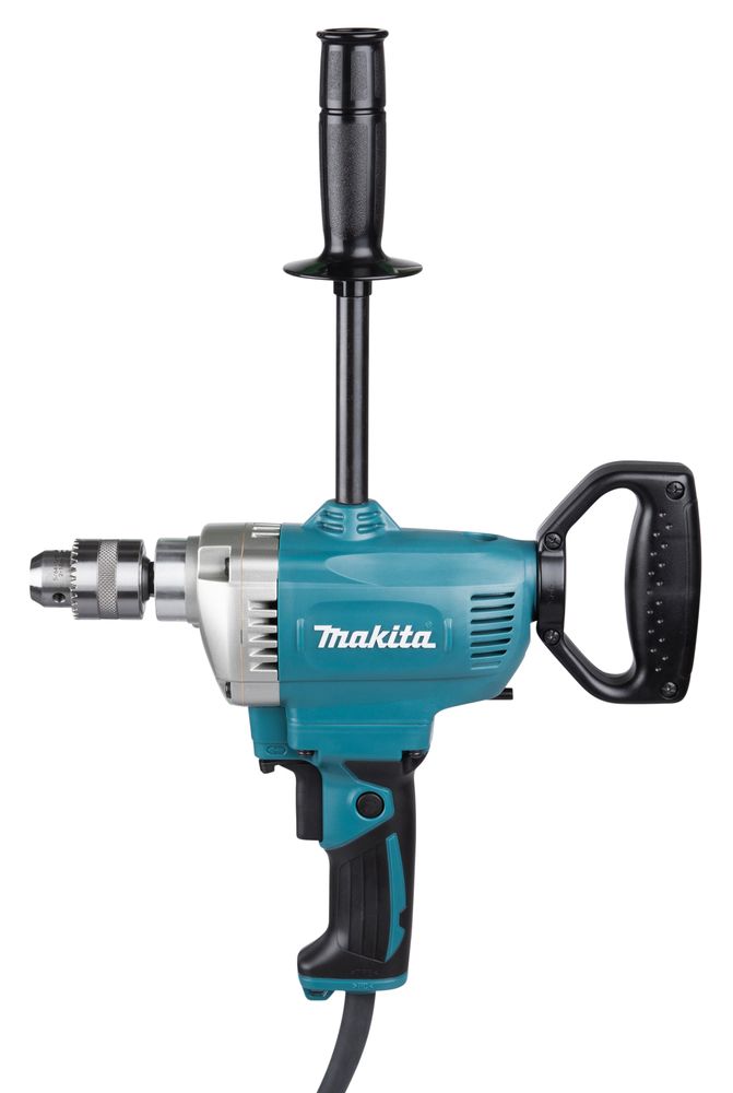 Un trapano Makita è mostrato su uno sfondo bianco.