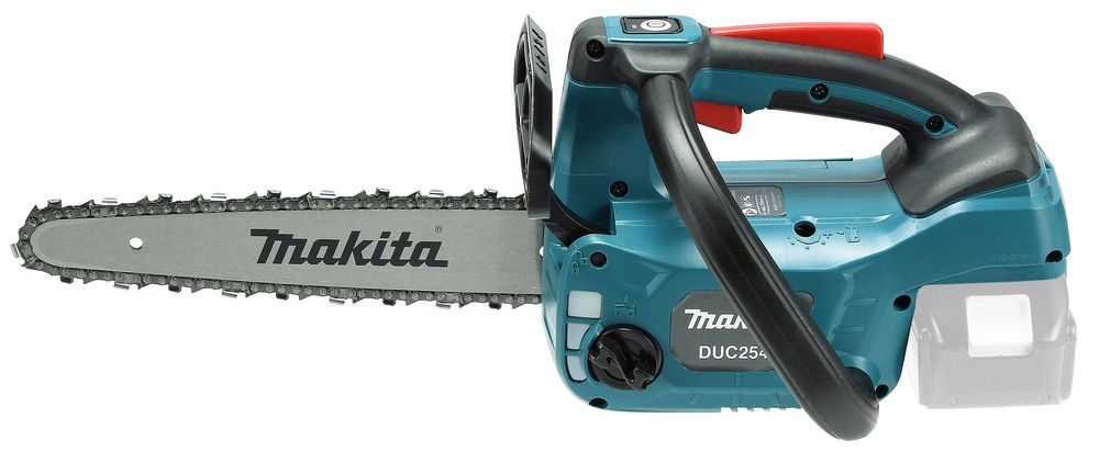 Una motosega Makita è raffigurata su uno sfondo bianco.