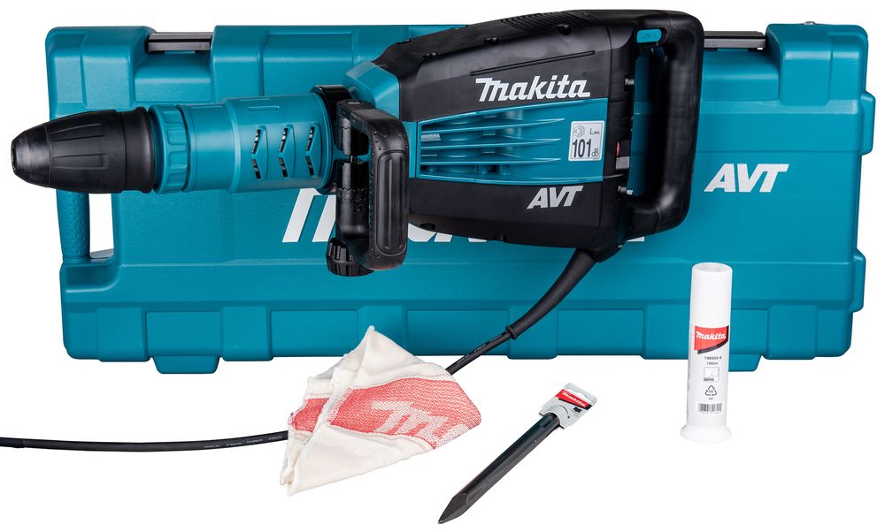 Un martello Makita AVT è in una custodia blu
