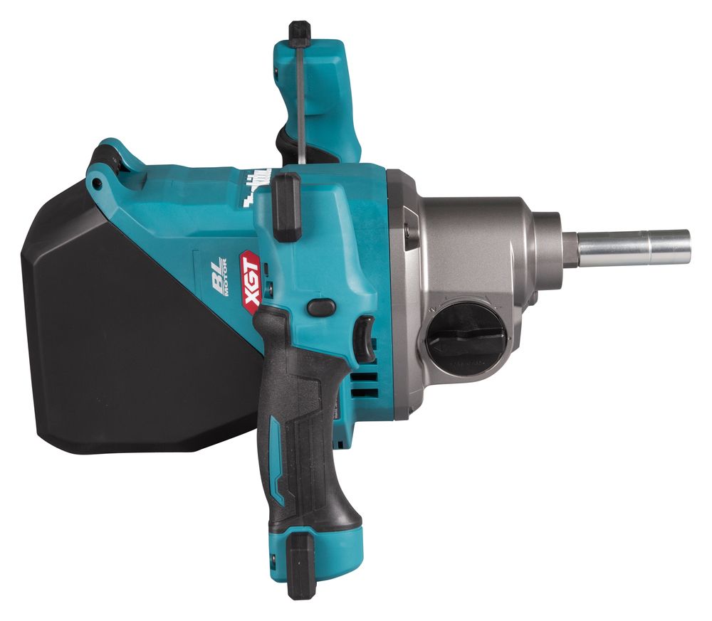 Un mixer Makita con due maniglie su uno sfondo bianco