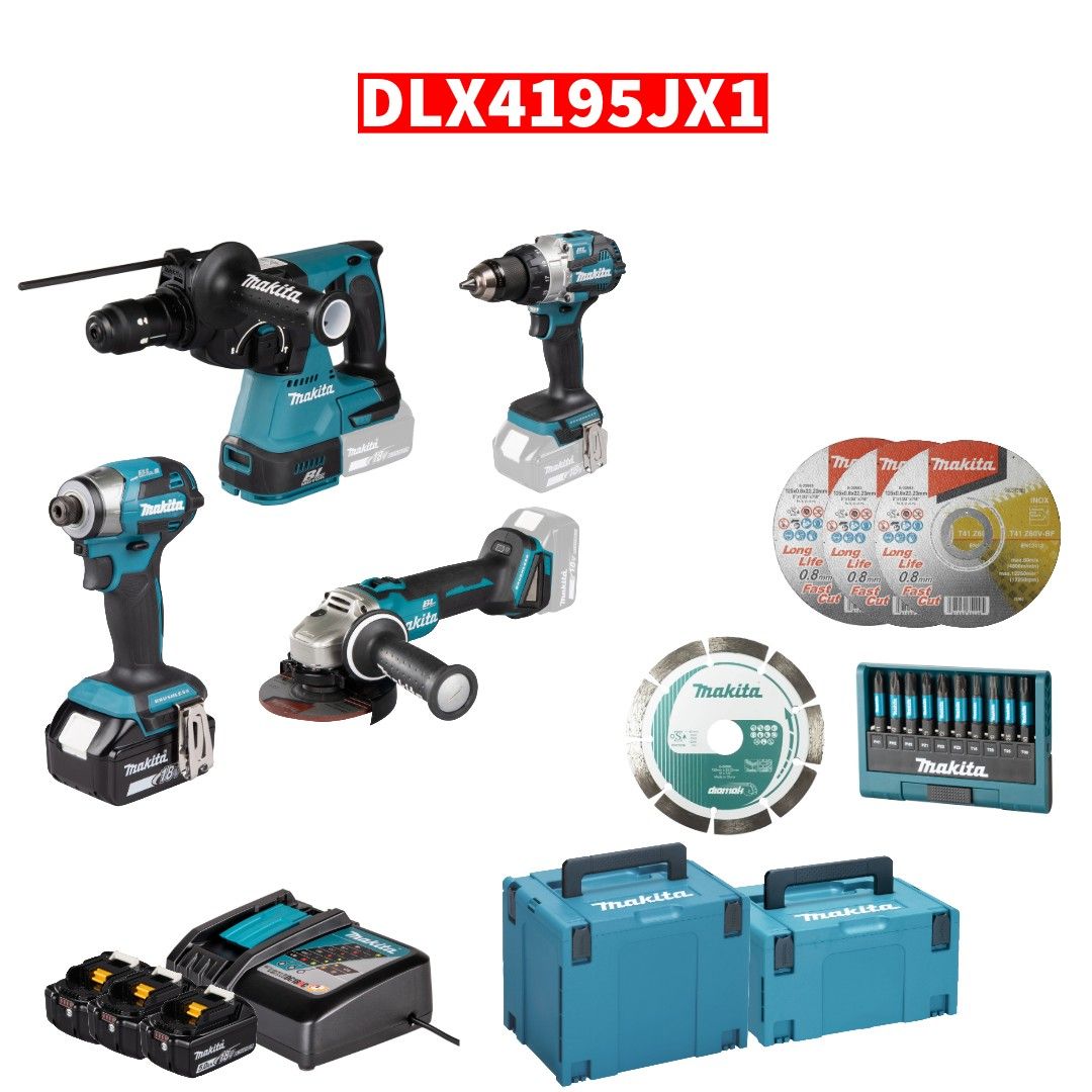 KIT ELETTROUTENSILI MAKITA DLX4195TX1 A BATTERIA 18V LI-ION