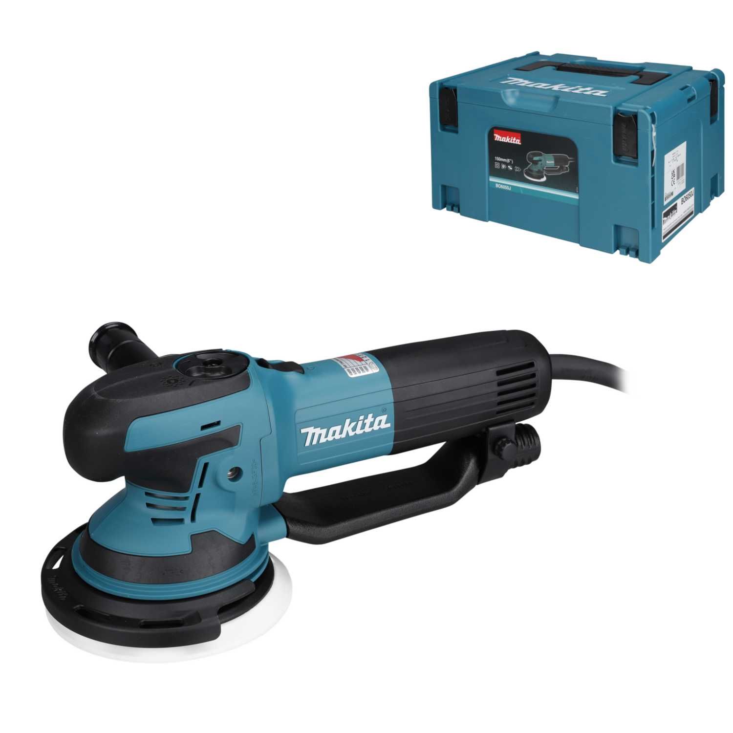 Una levigatrice Makita con una scatola attaccata