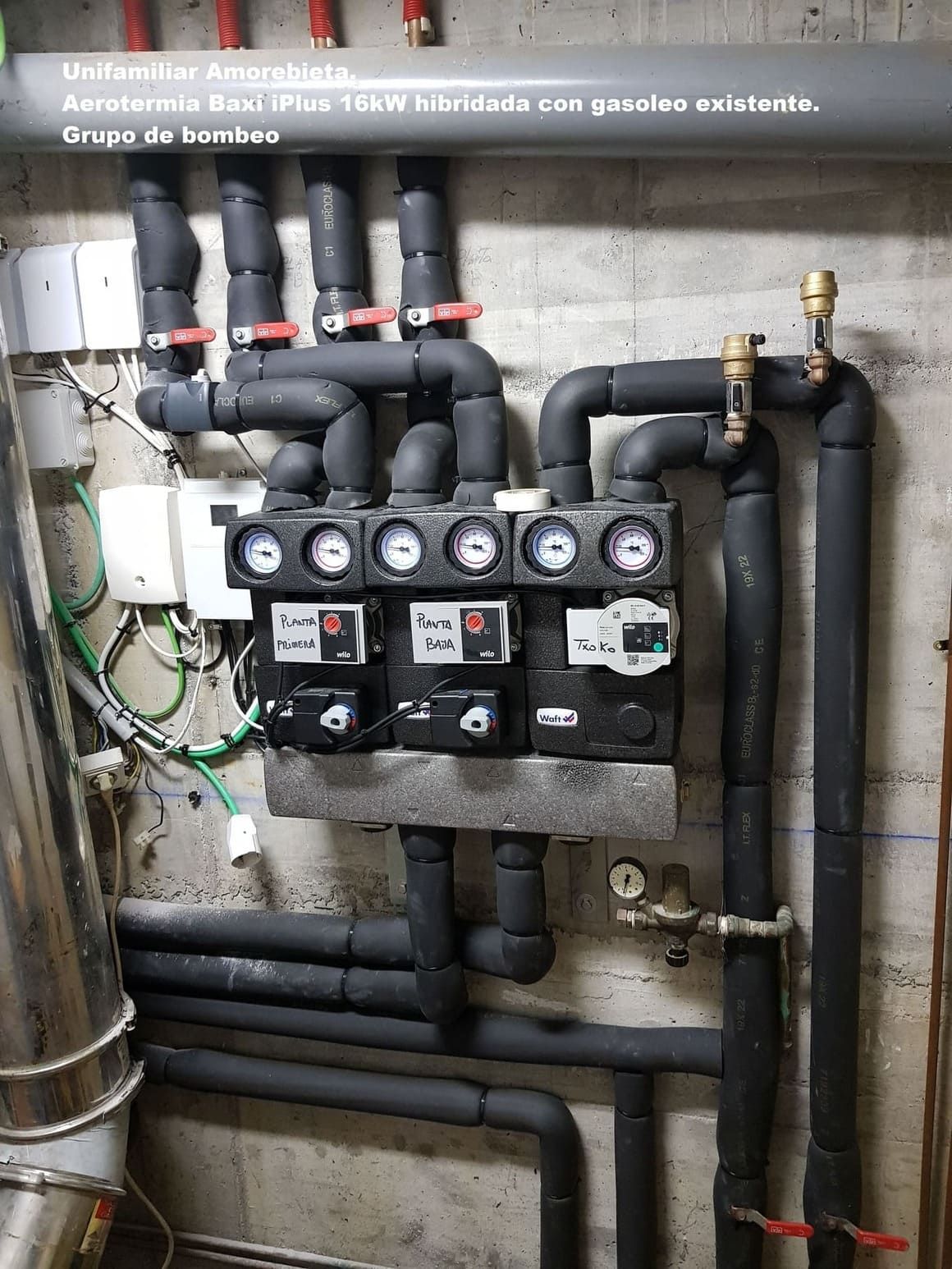 Un montón de tuberías están conectadas a una pared.