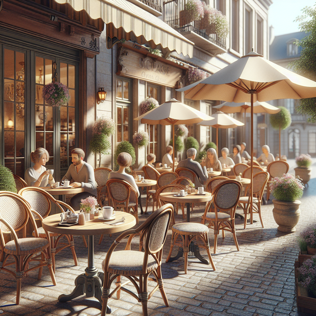 Realistic stock image of a classic café terrace