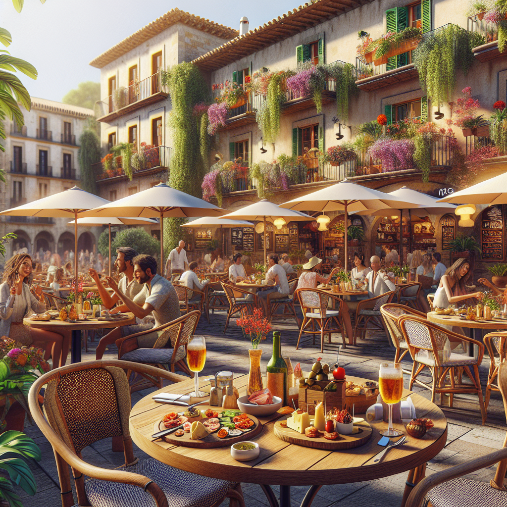 Realistic image of a terrace café with tapas