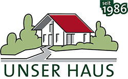 Ein Logo für unser Haus zeigt ein Haus mit einem roten Dach