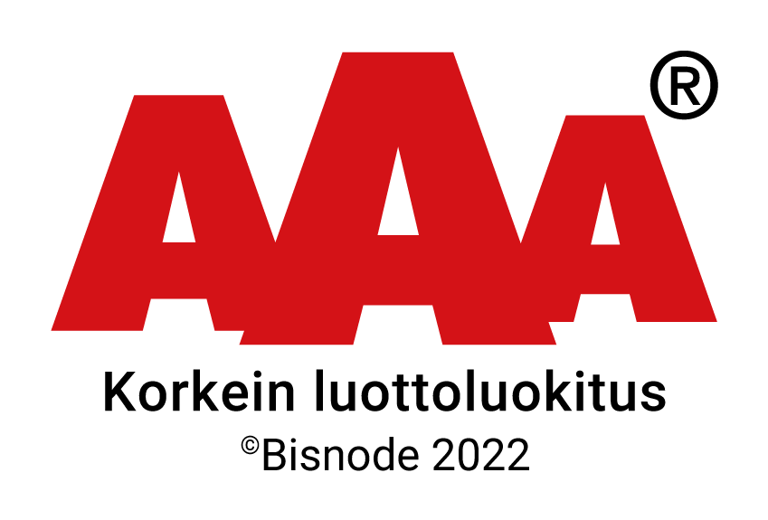 AAA Korkein luottoluokitus logo in red with Bisonde 2022 text and registered trademark symbol
