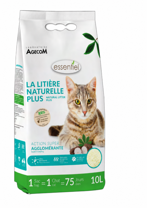 Sac de litière Naturelle Plus Essentiel au maïs et au manioc, 10 L — Agecom