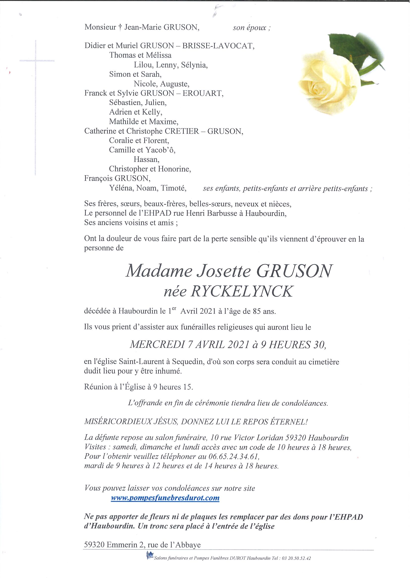 Pompes Funebres Durot A Haubourdin Faire Part