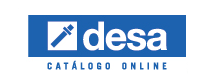 Un logotipo azul y blanco para el catálogo online de Adesa.