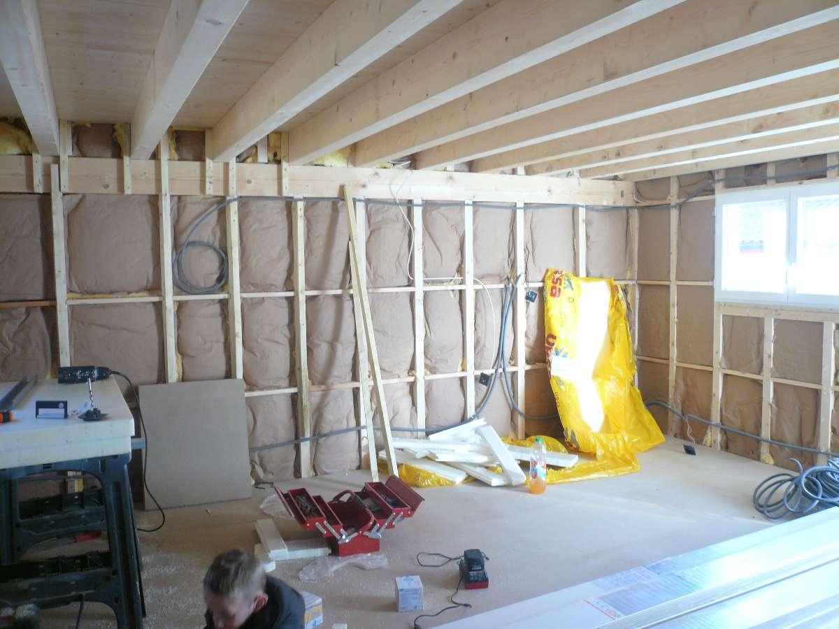 Une ossature en bois vue de l'intérieur