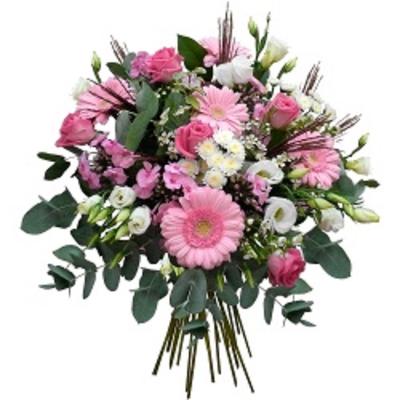 Bouquet avec un code couleur rose et vert