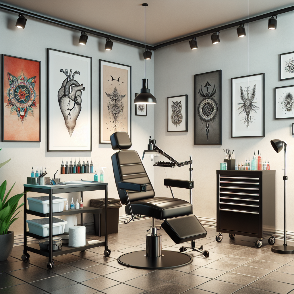 Realistic stock image of modern tattoo studio