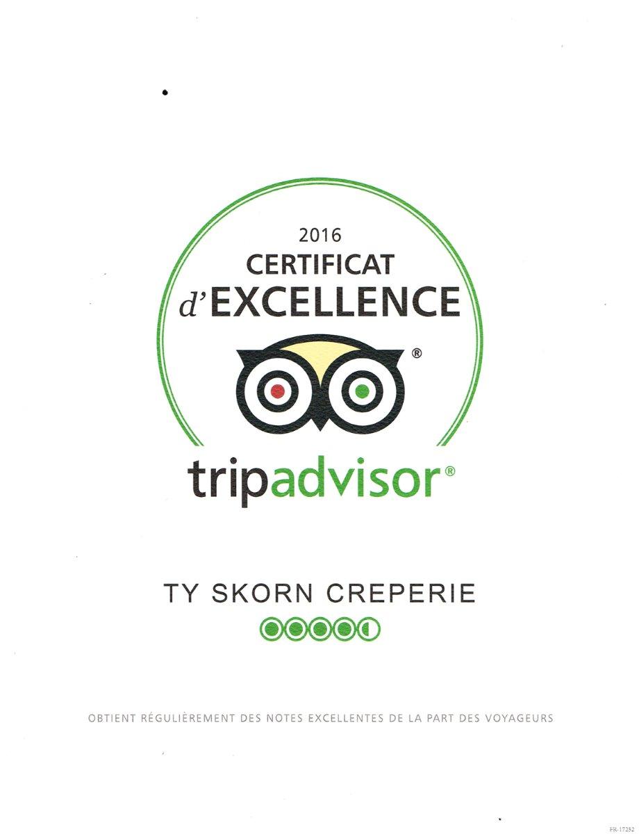 Certification d'excellence Tripadvisor