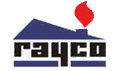Logotipo de Rayco en letras minúsculas negras con una hoja roja encima del texto.