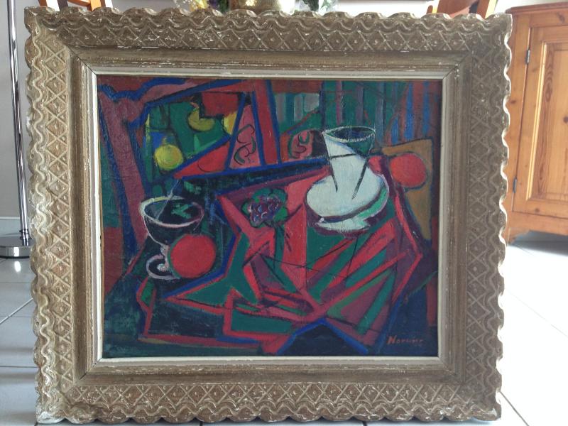 Toile cavalier, chevaux, chien 1855 signé