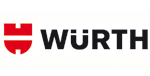 Würth-Logo: rotes Schildsymbol und schwarzer Schriftzug auf weißem Hintergrund