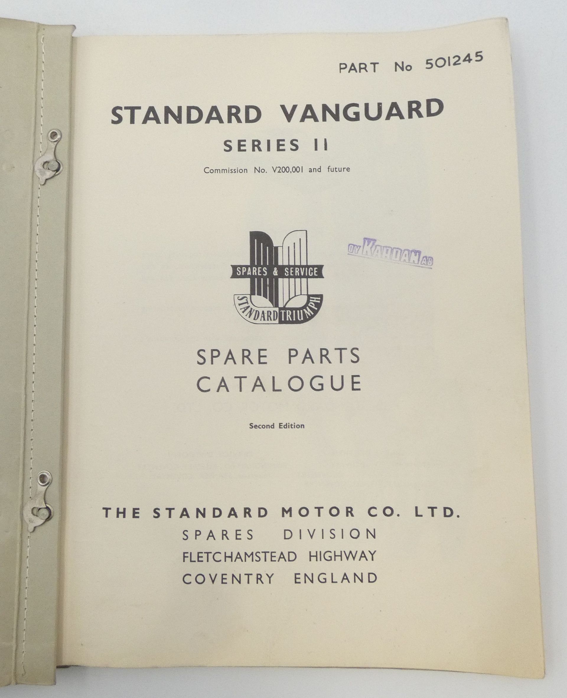Standard Vanguard Series II models spare parts catalogue
