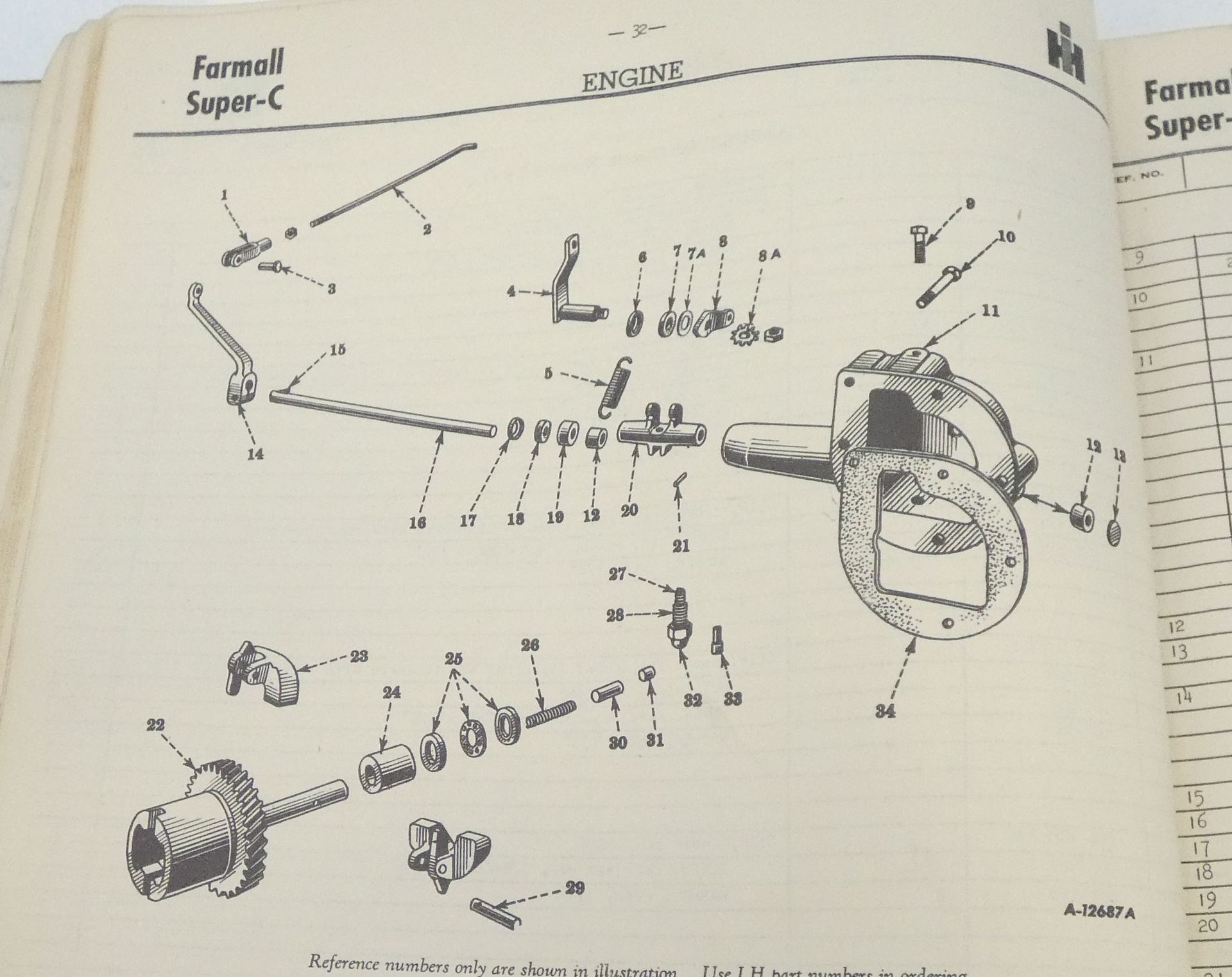 McCormick international Farmall super C tractor spare parts catalogue