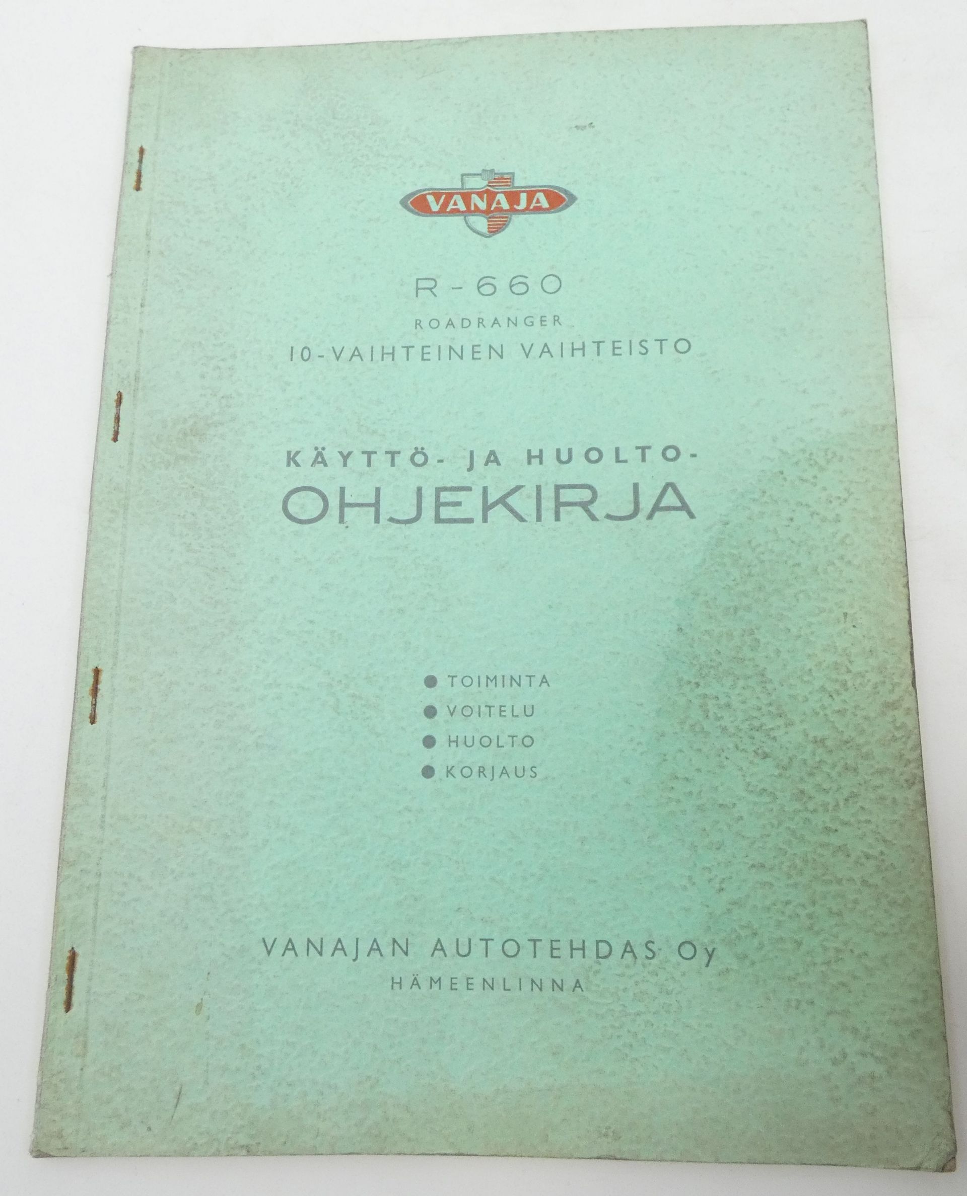 Vanaja R-660 roadranger 10-vaihteinen vaihteisto käyttö- ja huolto ...
