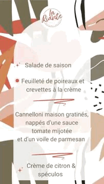 Menu du jour du restaurant La Riante à Ayent