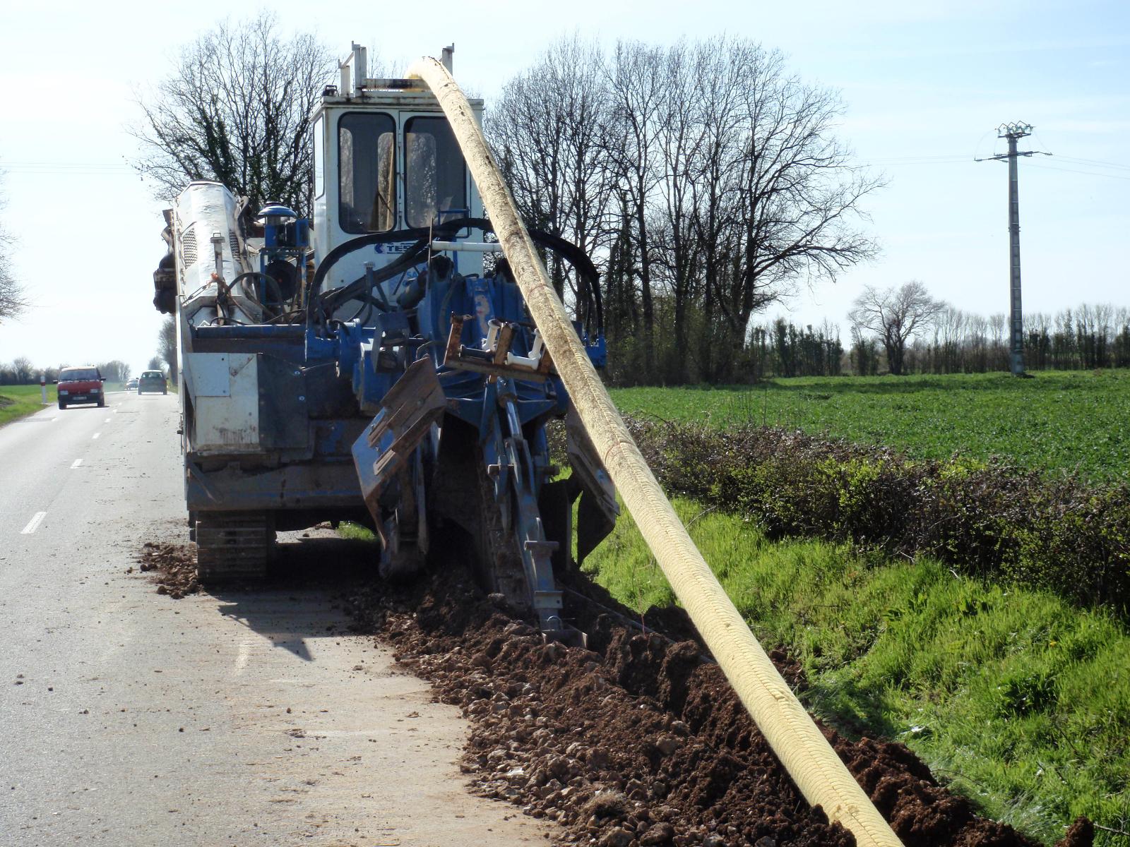 Chantier gaz avec géotextile