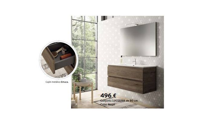 Saneamientos Begoña S.L. Conjunto LUCERNA de 80 cm Color Nogal