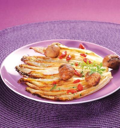 ENDIVES CONFITES AUX BAIES DE GOJI