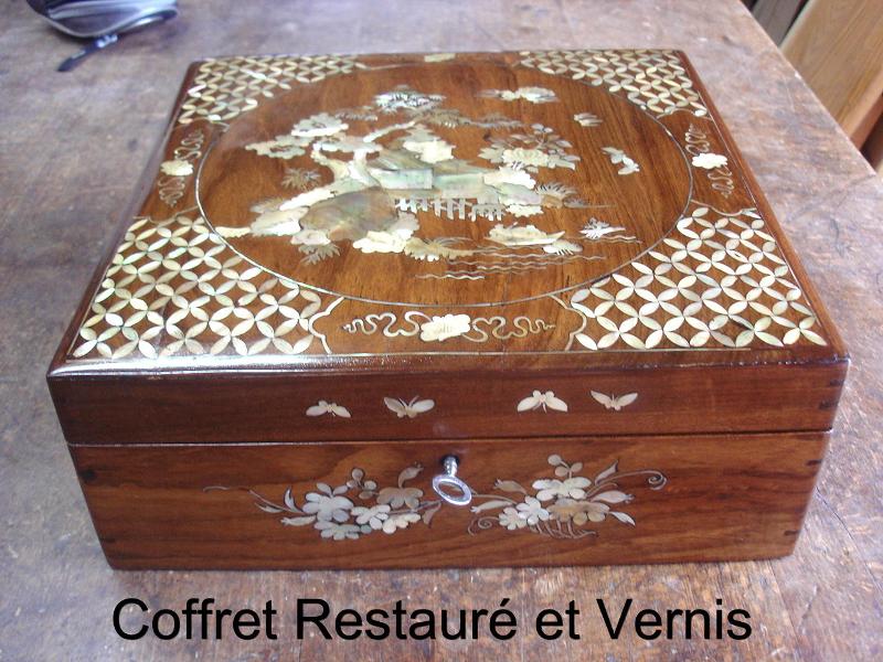 Alain Matthey - Coffret marqueté restauré et vernis