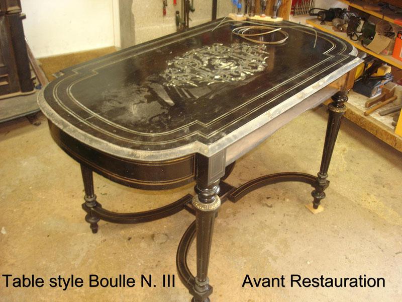 Alain Matthey - Table style Boulle N. III avant restauration