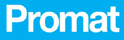 Promat-Logo in Weiß auf blauem Hintergrund