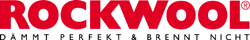 ROCKWOOL logo in red with gray tagline “DÄMMT PERFEKT & BRENNT NICHT”