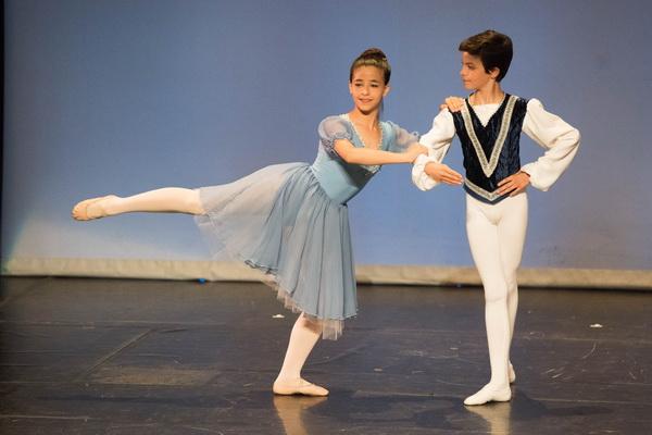 Danseuse en arabesque appuyée sur son partenaire de danse