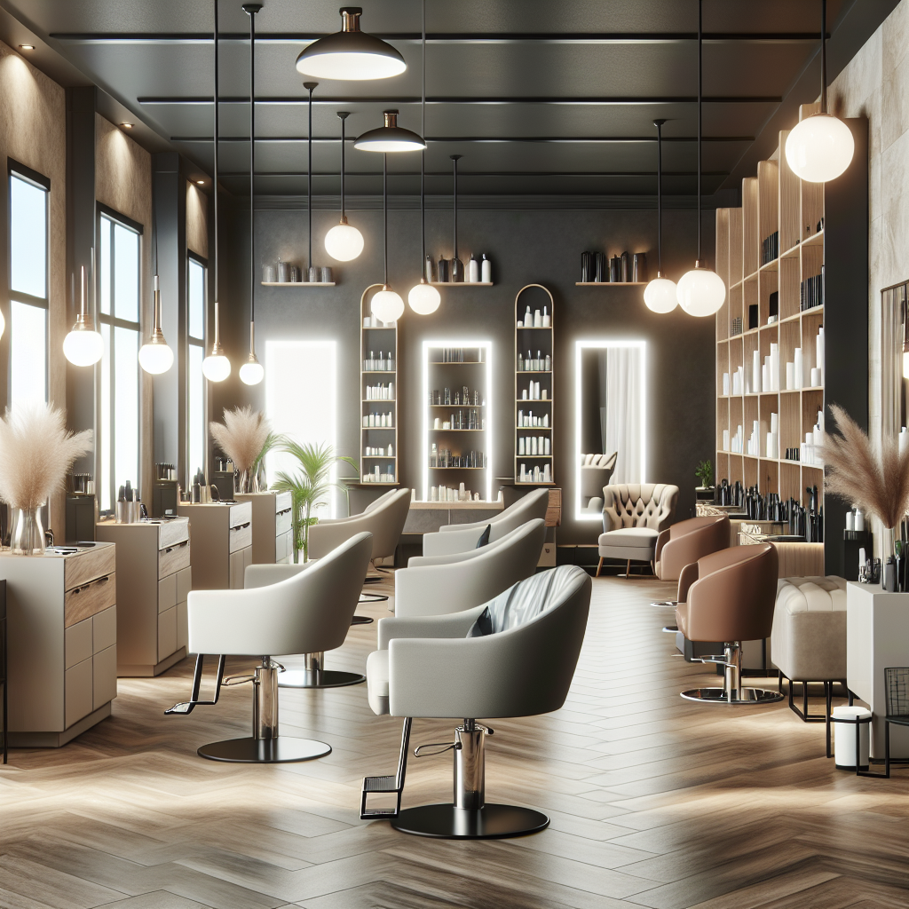 Realistic stock image of modern hair salon.