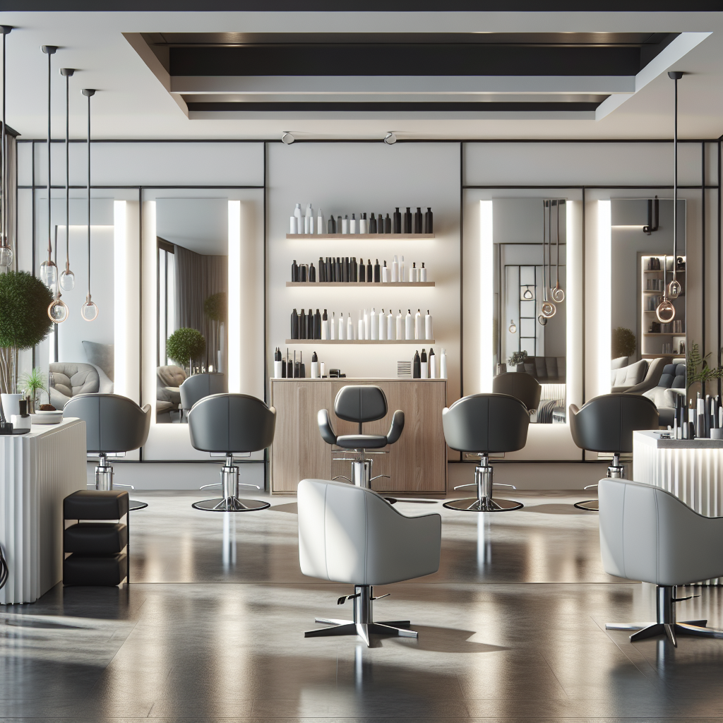 Realistic stock image of modern hair salon.