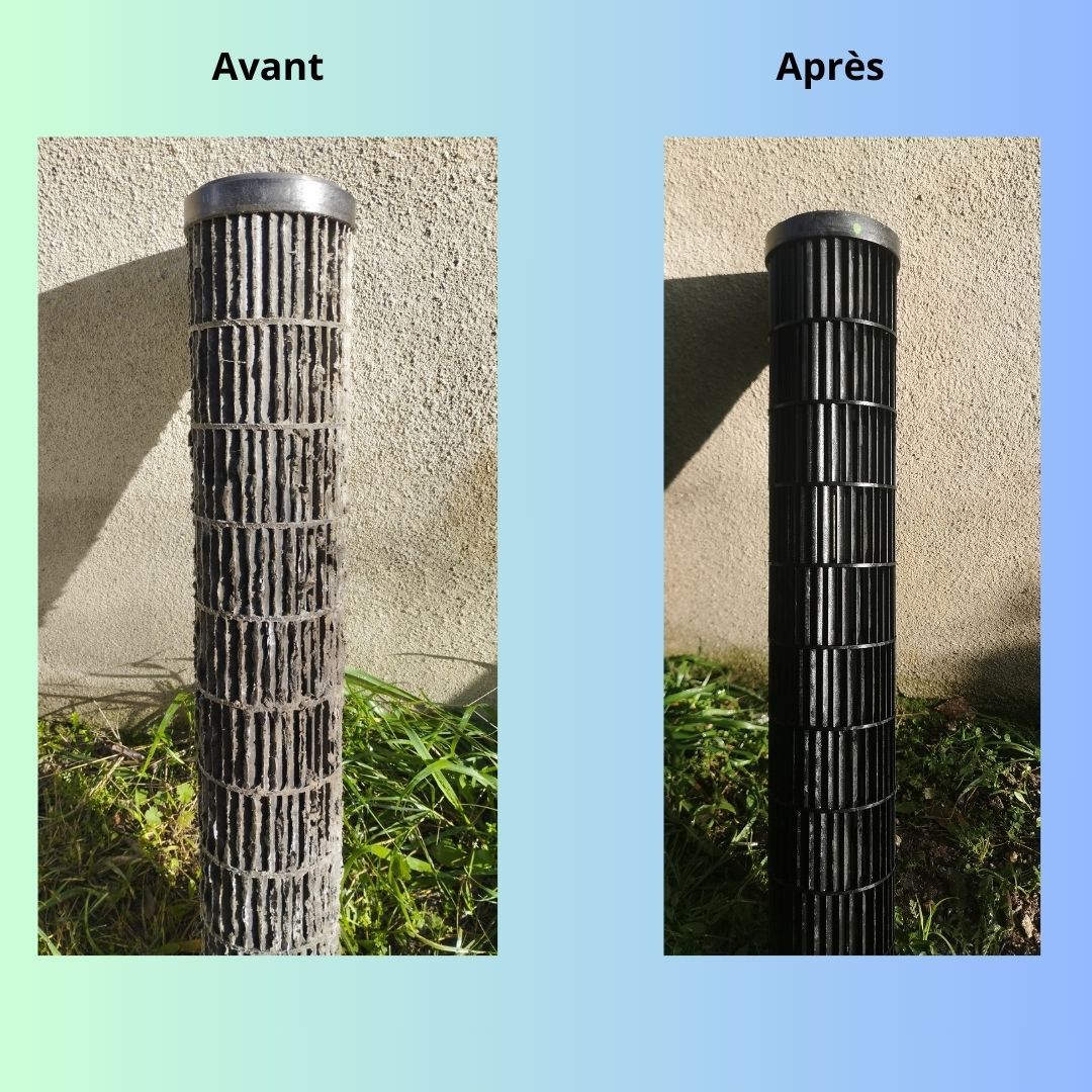 Avant après nettoyage du filtre de l'appareil de climatisation