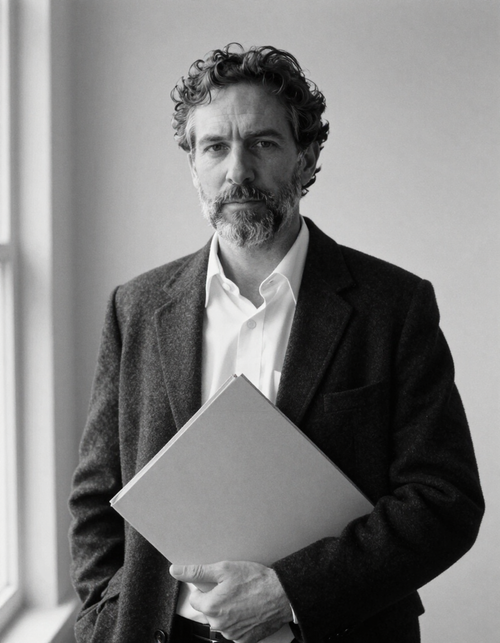 Erik Lind, partner, holding a case file